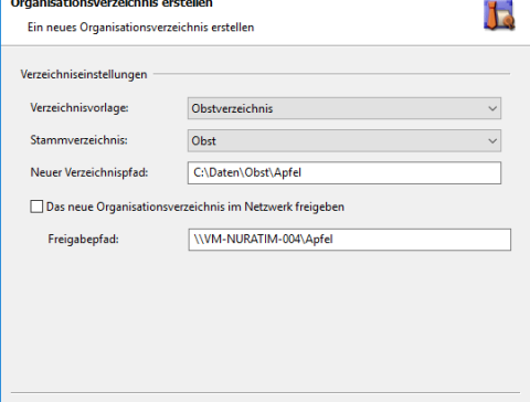 Abbildung 4: Erstellen eines Organisationsverzeichnisses