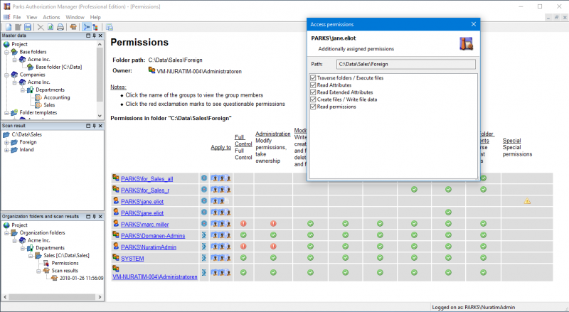 Clear additional dialog with special permissions